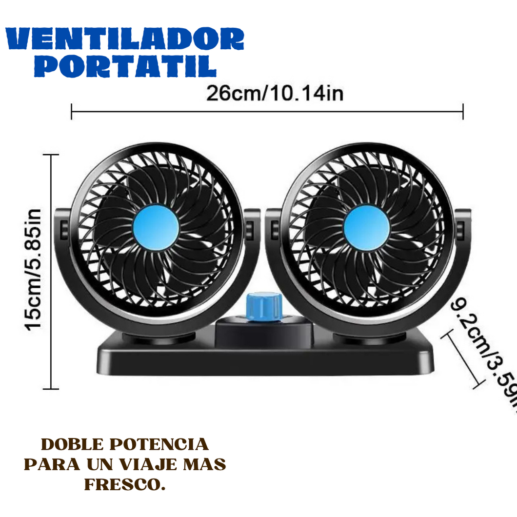 VENTILADOR PORTATIL DOBLE POTENCIA PARA UN VIAJE MAS FRESCO.